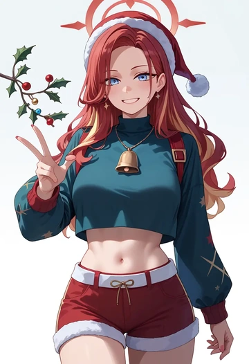 blue_archive,ichika_(blue_archive),Christmas,red velvet shorts  - AI generated anime art