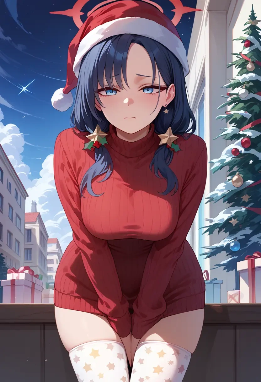 blue_archive,ichika_(blue_archive),Christmas,sweater dress,stockings  - 