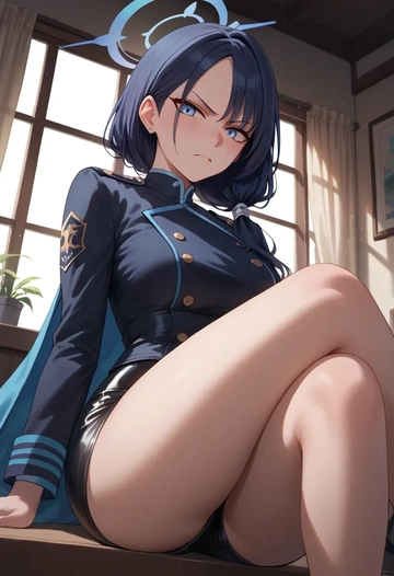 blue_archive,ichika_(blue_archive),leather,shorts  - AI generated anime art