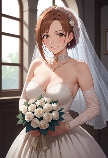 idolmaster,ichikawa_hinana,wedding  - AI generated anime art