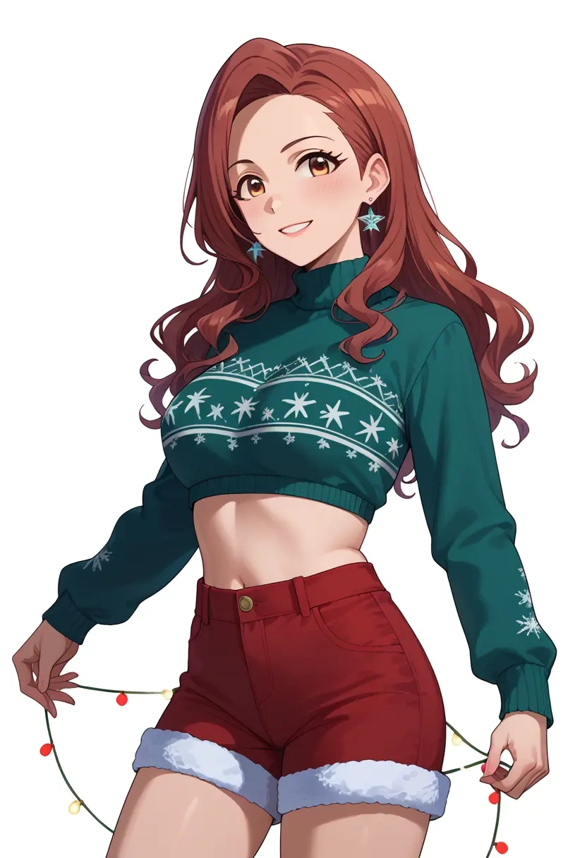 idolmaster,ichikawa_hinana,Christmas,red velvet shorts  - 