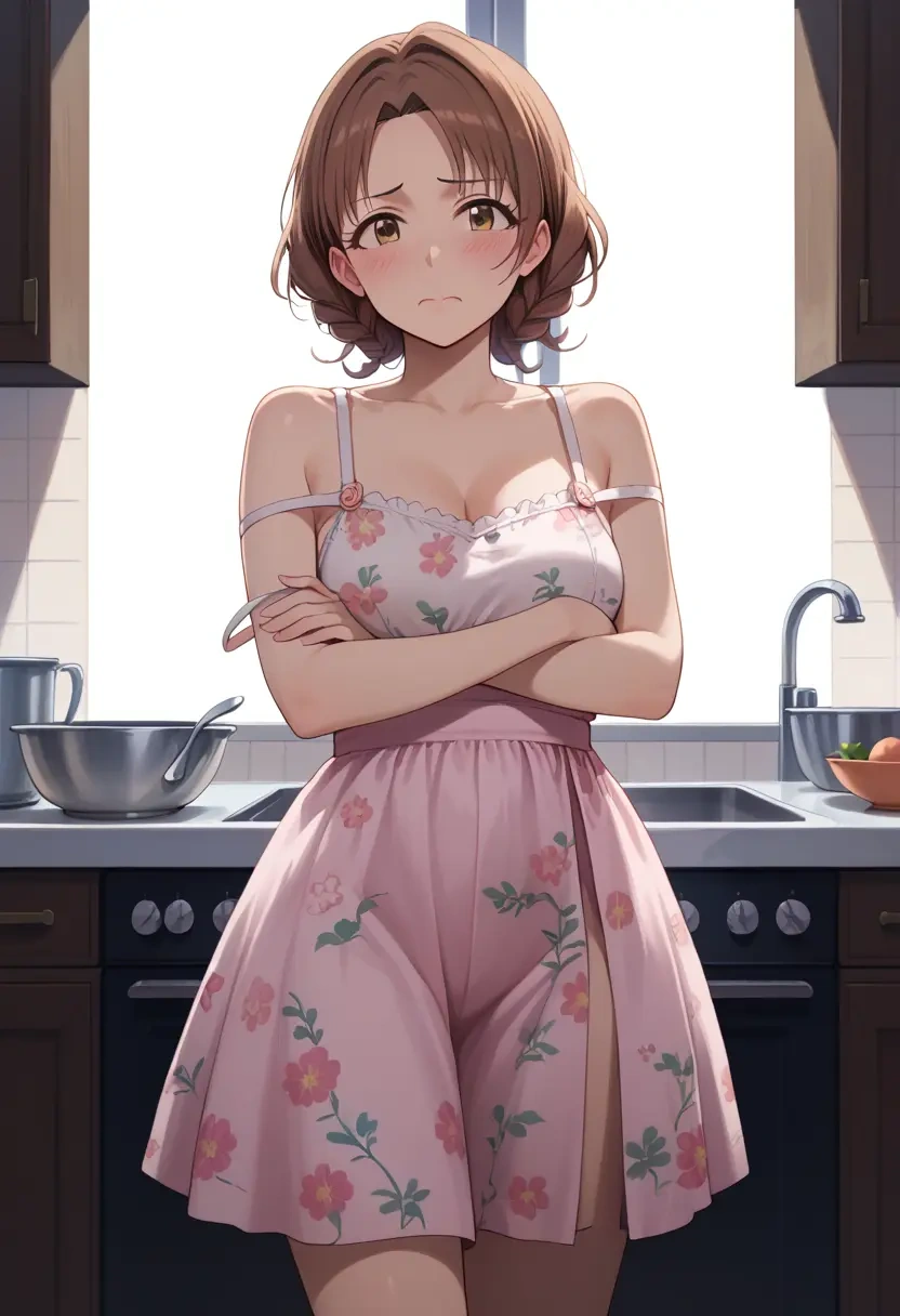 idolmaster,ichikawa_hinana,silk slip dress,floral prints  - 