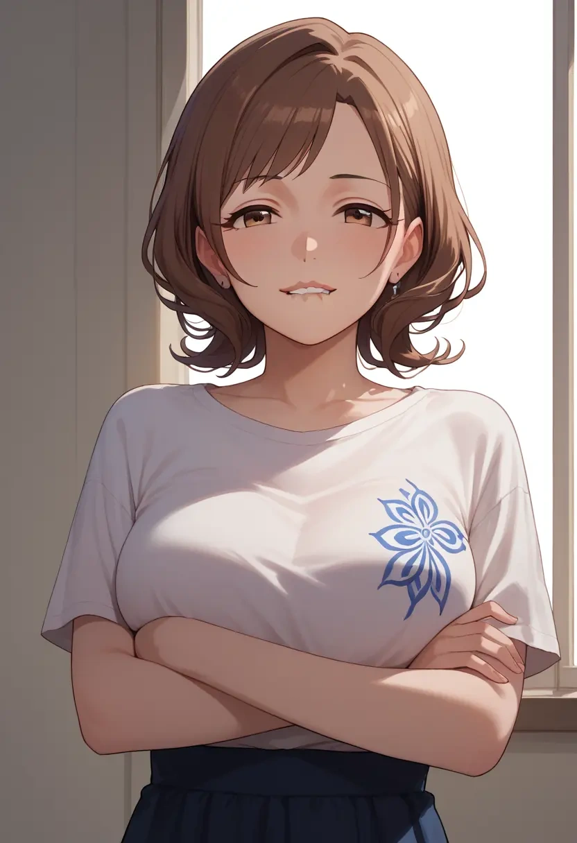 idolmaster,ichikawa_hinana,calligraphy print shirt,dolphin shorts  - 