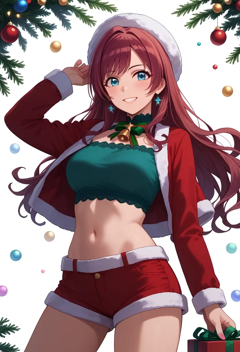 idolmaster,ichinose_shiki,Christmas,red velvet shorts  - 