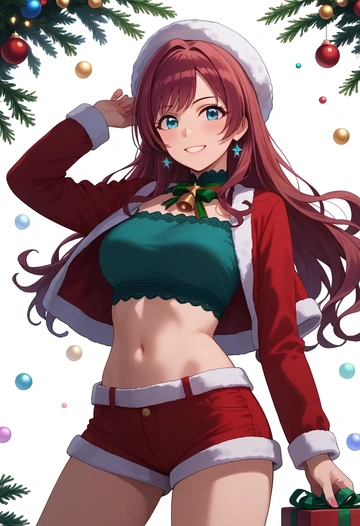 idolmaster,ichinose_shiki,Christmas,red velvet shorts  - AI generated anime art