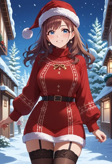 idolmaster,ichinose_shiki,sweater,stockings,Thigh garters  - AI generated anime art