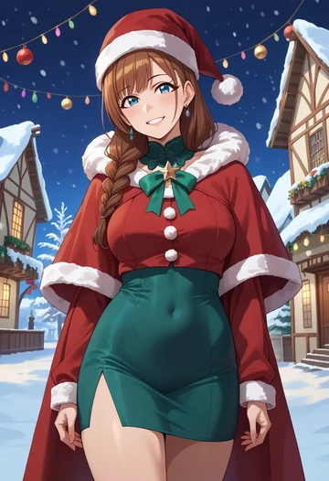 idolmaster,ichinose_shiki,Christmas,dress  - AI generated anime art