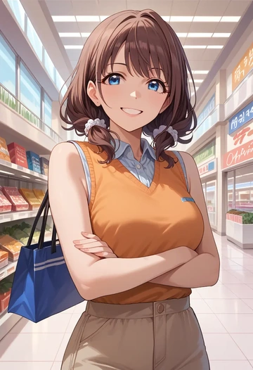 idolmaster,ichinose_shiki,sports vest,capri leggings  - AI generated anime art