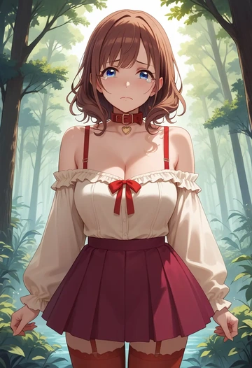 idolmaster,ichinose_shiki,collar,oversized,Thigh garters  - AI generated anime art