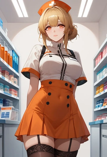 arknights,ifrit_(arknights),nurse pantyhose,mini skirt, sexy  - AI generated anime art