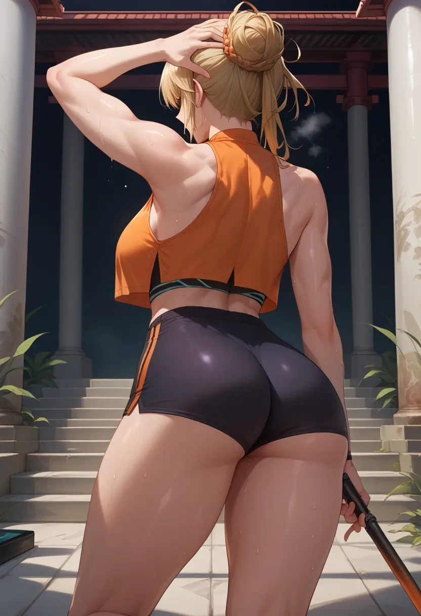 arknights,ifrit_(arknights),yoga shorts  - 