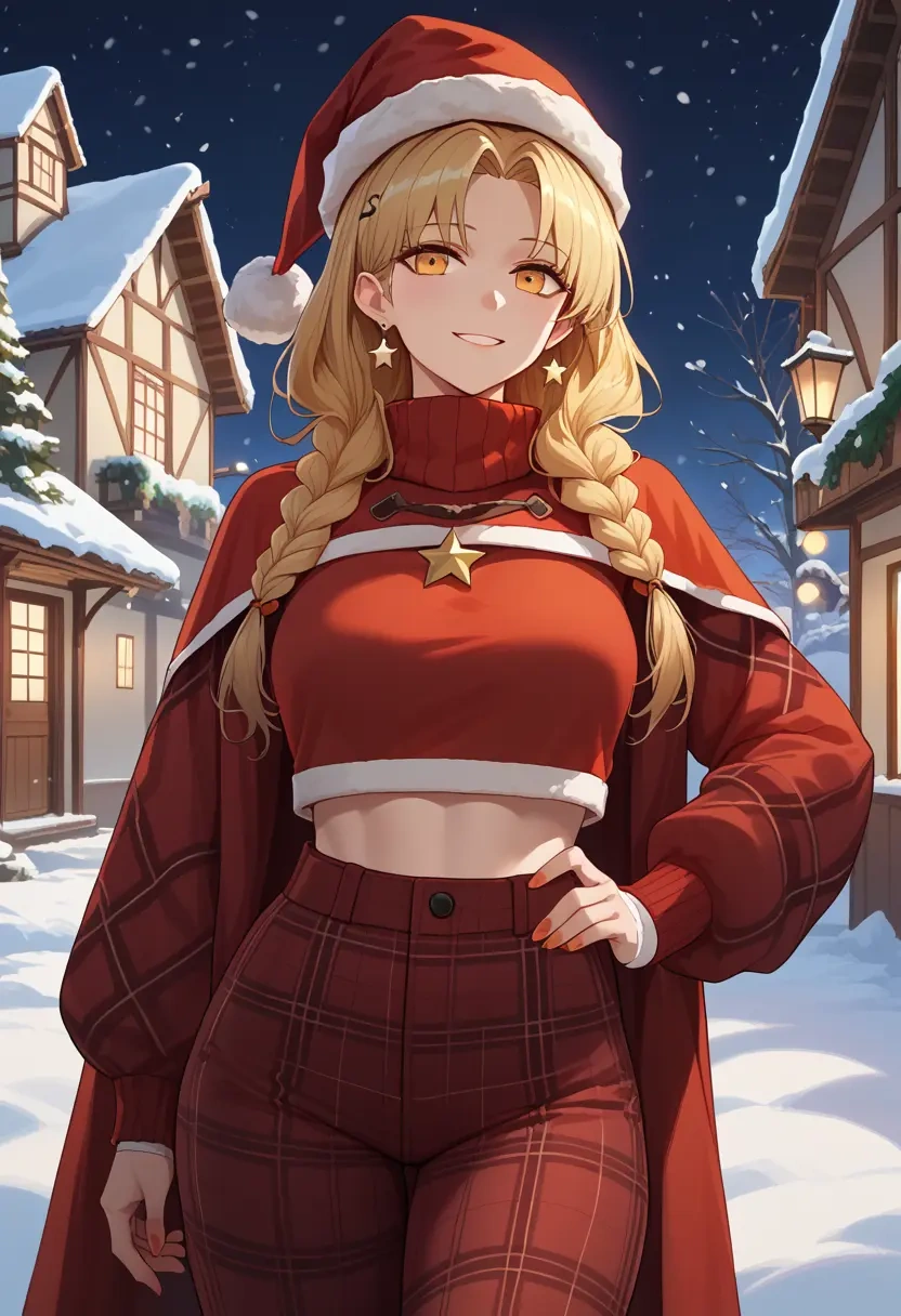 arknights,ifrit_(arknights),Christmas,plaid trousers  - 