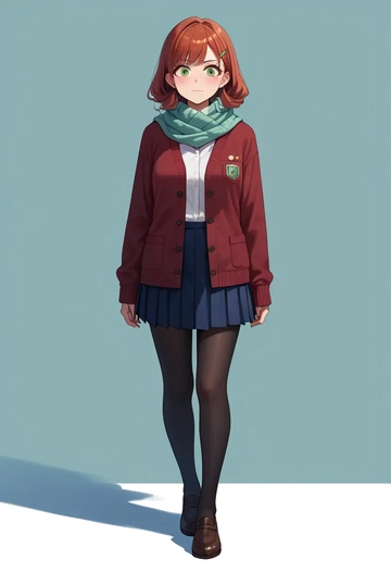 senpai_ga_uzai_kouhai_no_hanashi,igarashi_futaba_(shiromanta),winter,student uniform,cardigan  - AI generated anime art