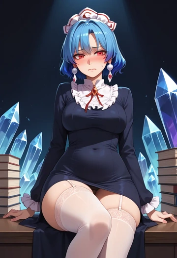 touhou,iizunamaru_megumu,secretary, stockings  - AI generated anime art