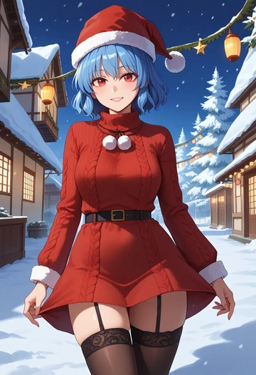 touhou,iizunamaru_megumu,sweater,stockings,Thigh garters  - AI generated anime art