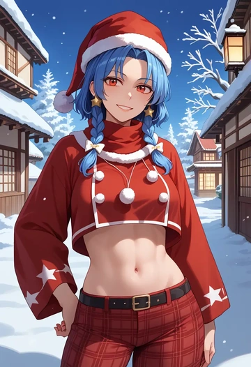 touhou,iizunamaru_megumu,Christmas,plaid trousers  - AI generated anime art