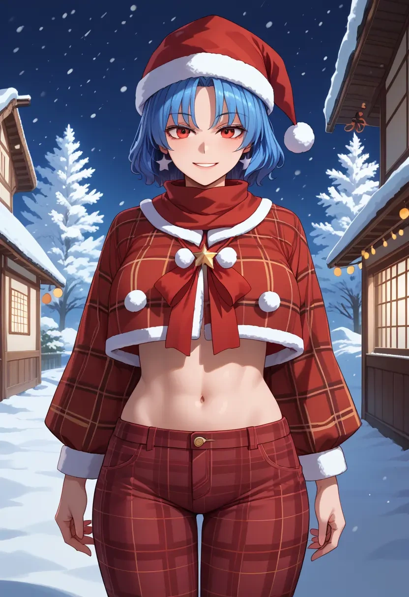 touhou,iizunamaru_megumu,Christmas,plaid trousers  - 