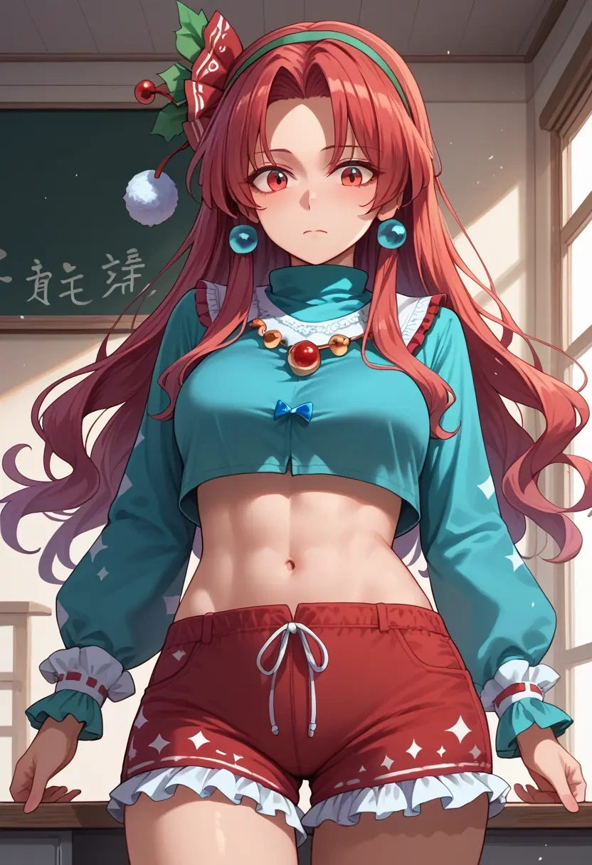 touhou,iizunamaru_megumu,red velvet shorts  - 