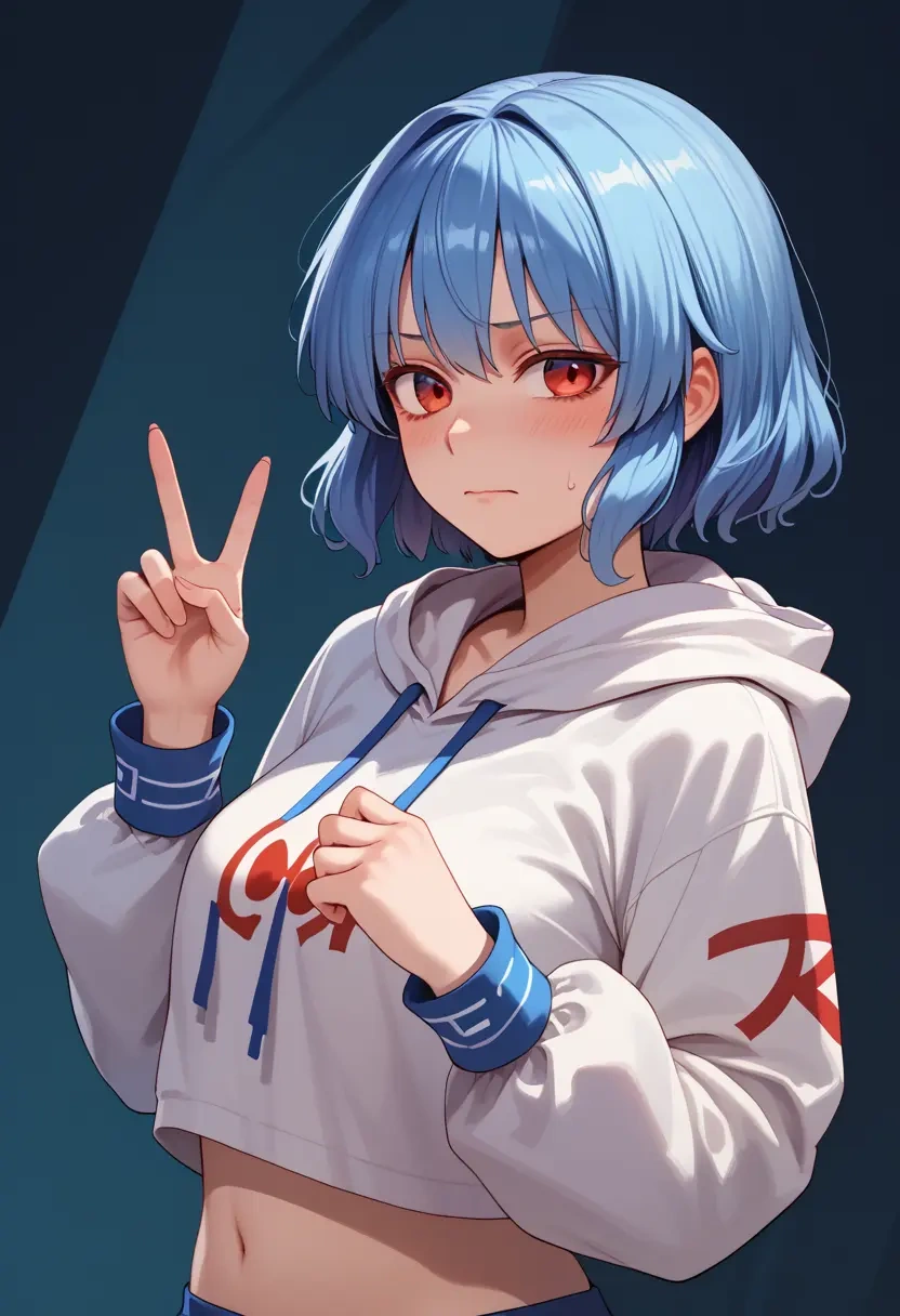 touhou,iizunamaru_megumu,hoodie,cropped,high-waisted joggers  - 