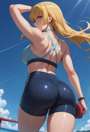 bocchi_the_rock!,ijichi_nijika,yoga shorts  - AI generated anime art