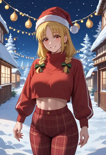 bocchi_the_rock!,ijichi_nijika,Christmas,plaid trousers  - AI generated anime art