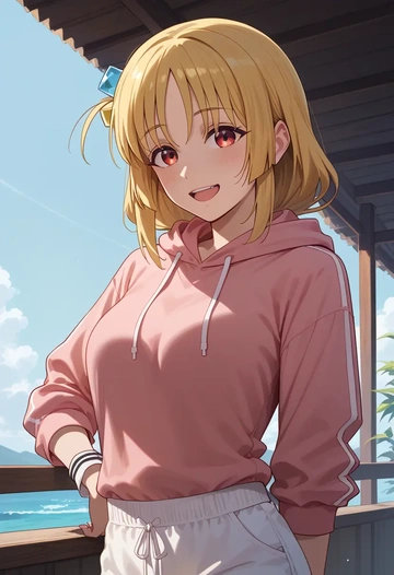 bocchi_the_rock!,ijichi_nijika,hoodie,cropped,high-waisted joggers  - AI generated anime art