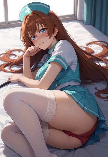 shinryaku!_ikamusume,ikamusume,nurse,stockings,sexy,panties  - AI generated anime art