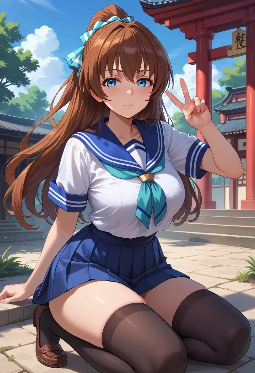 shinryaku!_ikamusume,ikamusume,jk uniform, stockings  - 