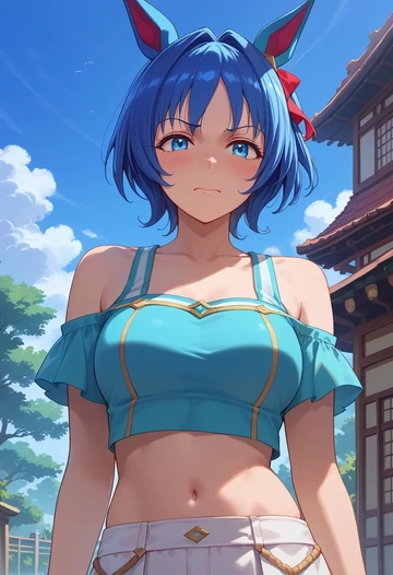 shinryaku!_ikamusume,ikamusume,crop top,loose joggers,headset  - AI generated anime art