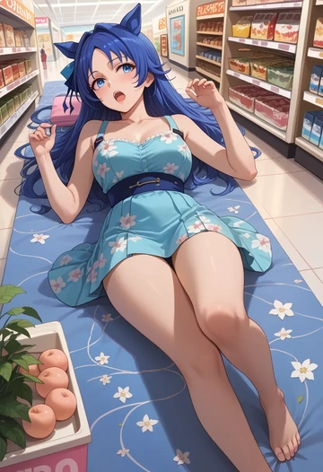 shinryaku!_ikamusume,ikamusume,silk slip dress,floral prints  - AI generated anime art