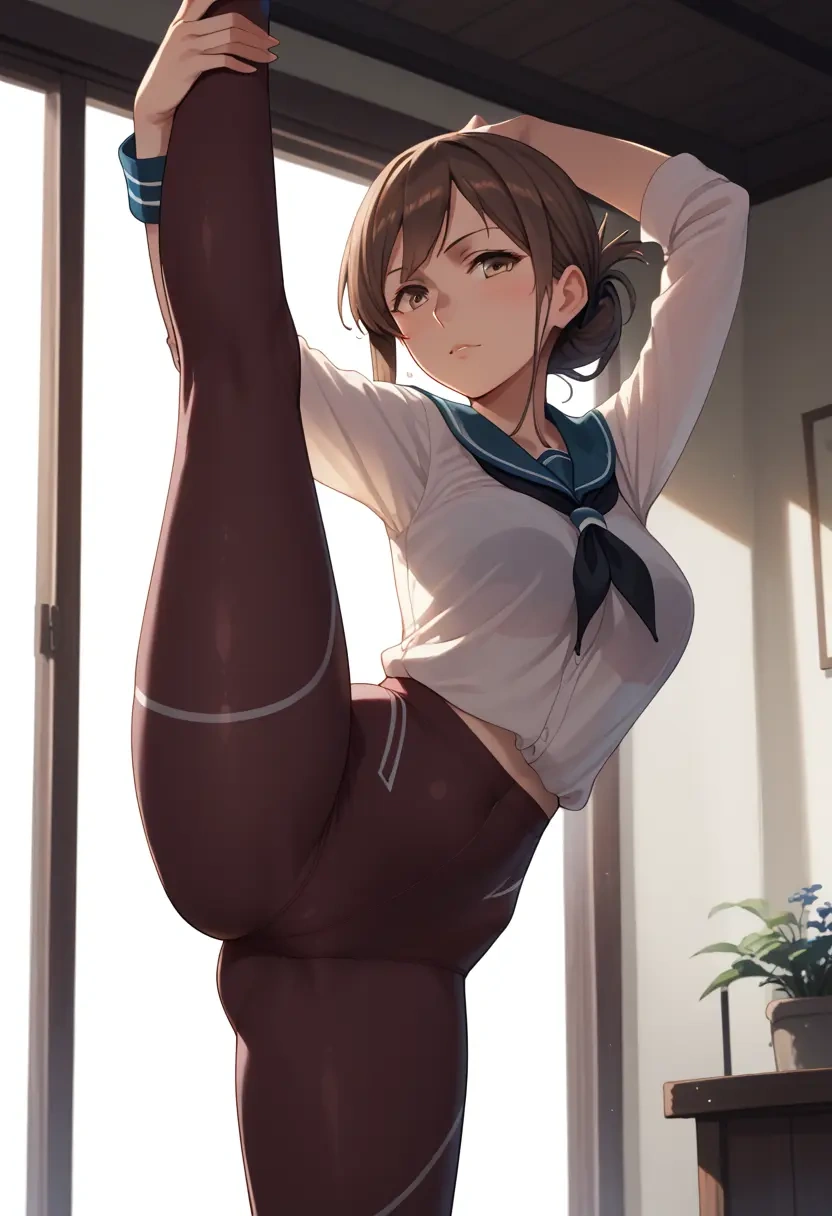 kantai_collection,ikazuchi_(kancolle),yoga, standing split,sexy,  - 