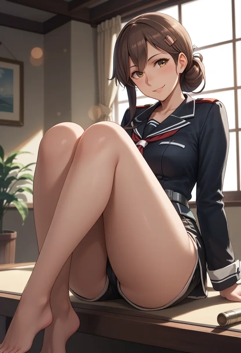 kantai_collection,ikazuchi_(kancolle),leather,shorts  - 