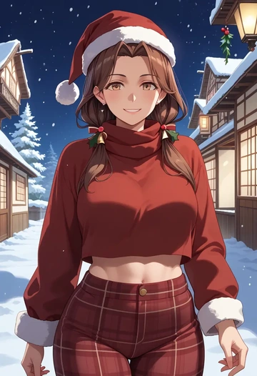 kantai_collection,ikazuchi_(kancolle),Christmas,plaid trousers  - AI generated anime art