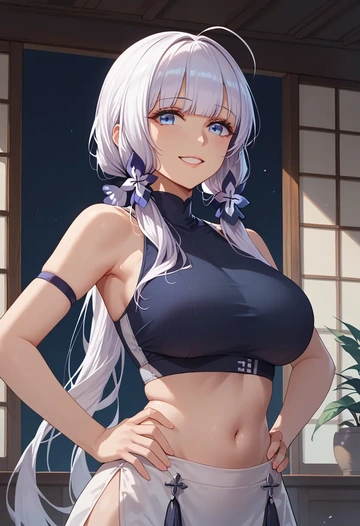 azur_lane,illustrious_(azur_lane),sports bra,wide-leg joggers  - AI generated anime art