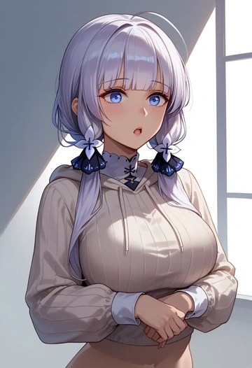 azur_lane,illustrious_(azur_lane),hoodie,cropped,high-waisted joggers  - AI generated anime art