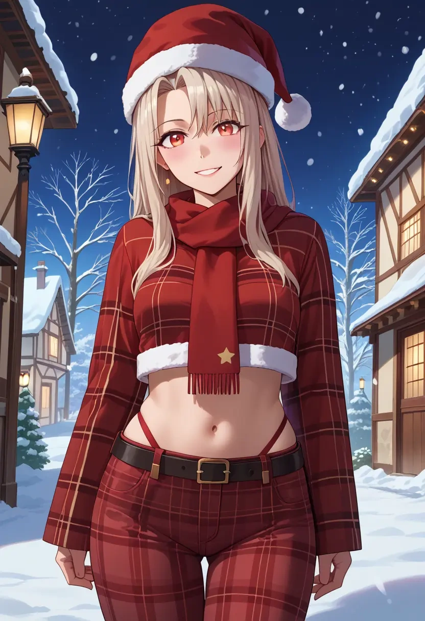 fate_(series),illyasviel_von_einzbern,Christmas,plaid trousers  - 