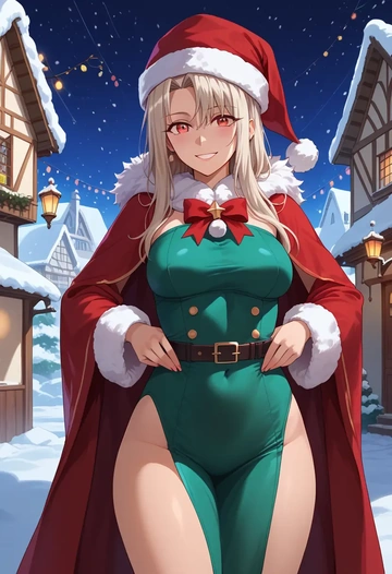 fate_(series),illyasviel_von_einzbern,Christmas,dress  - AI generated anime art