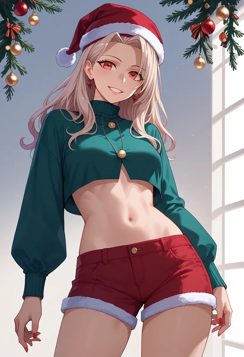 fate_(series),illyasviel_von_einzbern,Christmas,red velvet shorts  - 