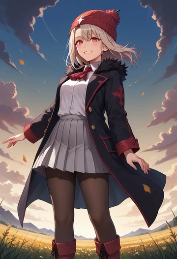 fate_(series),illyasviel_von_einzbern,winter,student uniform,duffle coat  - AI generated anime art