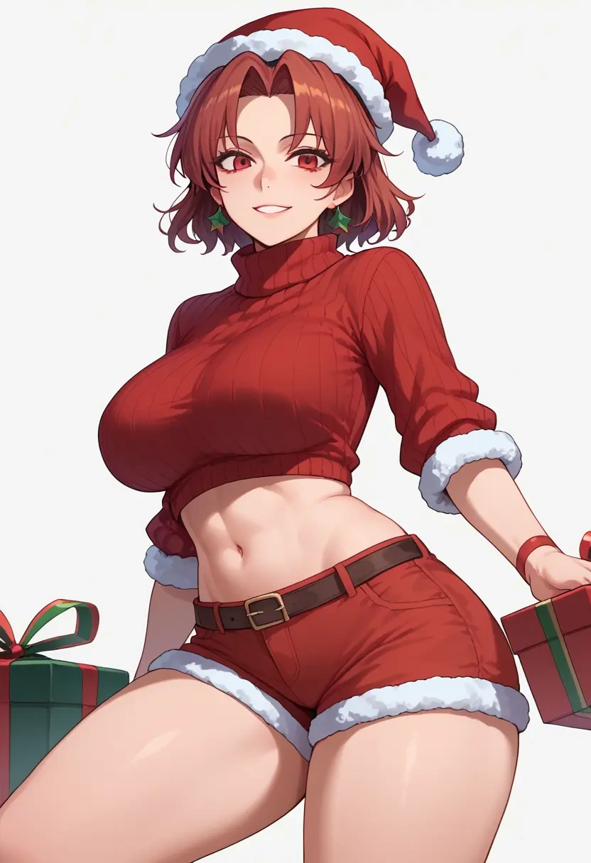 touhou,imaizumi_kagerou,Christmas,red velvet shorts,turtleneck sweater  - 