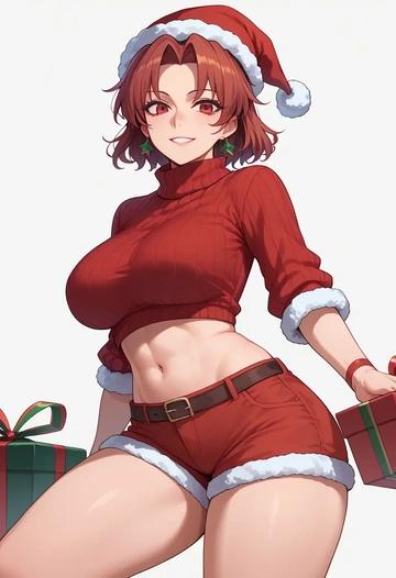 touhou,imaizumi_kagerou,Christmas,red velvet shorts,turtleneck sweater  - AI generated anime art