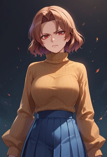 touhou,imaizumi_kagerou,skirt,pleated,turtleneck sweater  - AI generated anime art