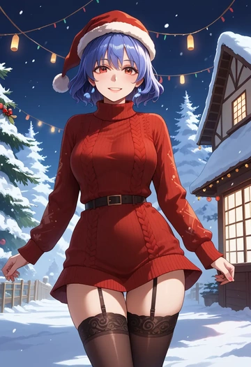 touhou,inaba_tewi,sweater,stockings,Thigh garters  - AI generated anime art