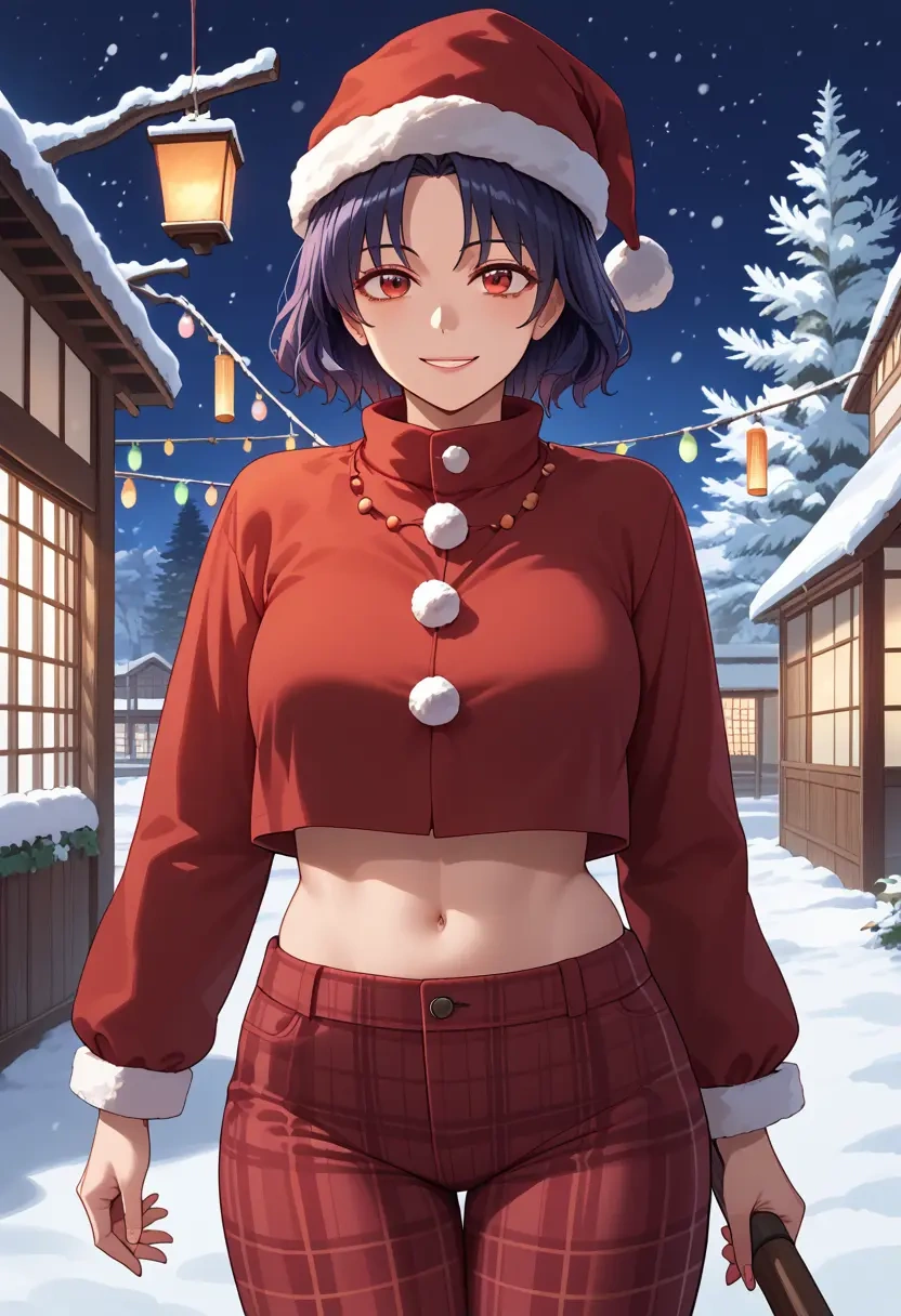 touhou,inaba_tewi,Christmas,plaid trousers  - 