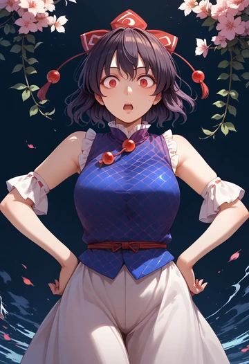 touhou,inaba_tewi,sleeveless top,bike shorts  - AI generated anime art