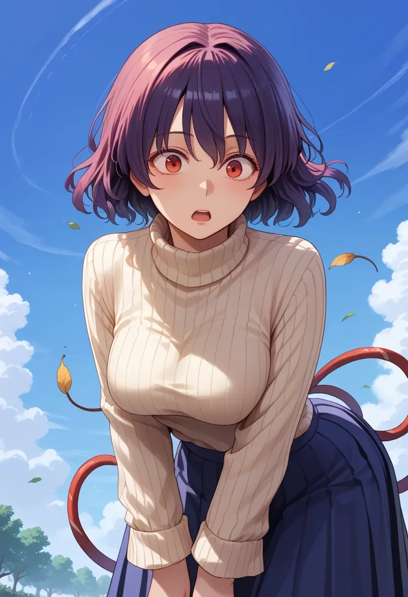 touhou,inaba_tewi,skirt,pleated,turtleneck sweater  - 