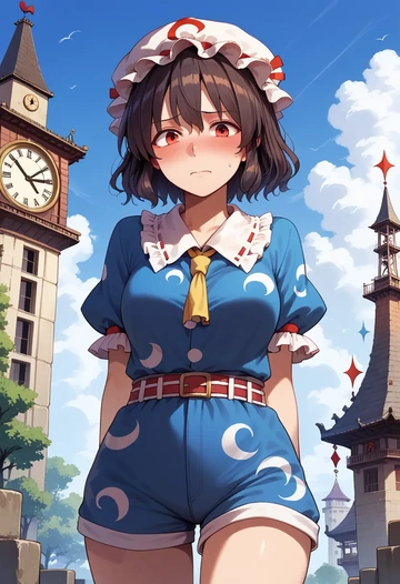 touhou,inaba_tewi,jogger shorts,oversized tank  - AI generated anime art