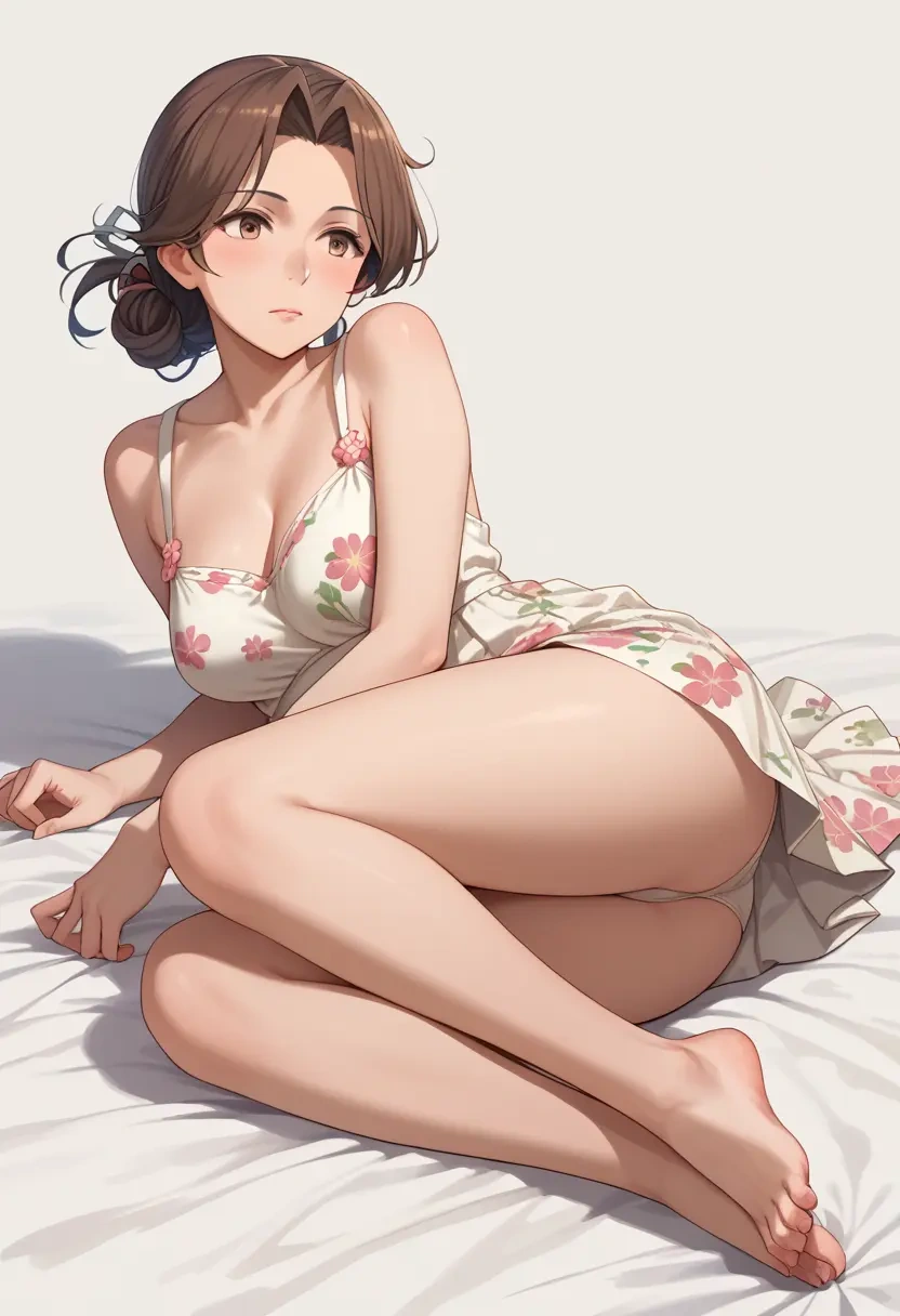 kantai_collection,inazuma_(kancolle),silk slip dress,floral prints  - 