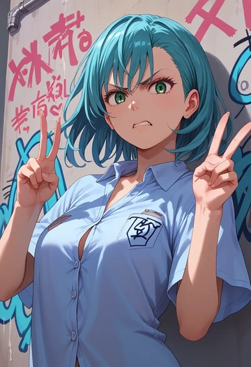 toaru_majutsu_no_index,index_(toaru_majutsu_no_index),oversized graffiti shirt,dolphin shorts  - AI generated anime art