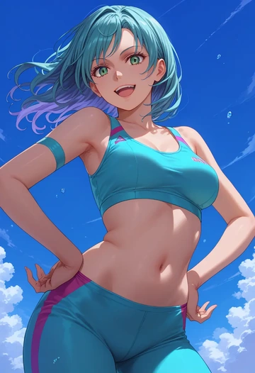 toaru_majutsu_no_index,index_(toaru_majutsu_no_index),sports bra,wide-leg joggers  - AI generated anime art